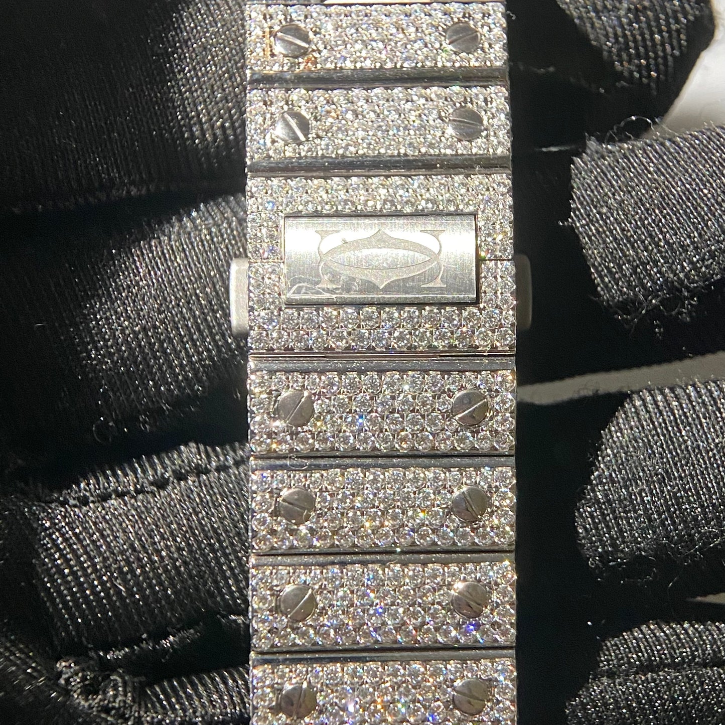 CARTIER SANTOS MOISSANITE WATCH WITH LIGHT BLUE DIAL – FULL ICED OUT