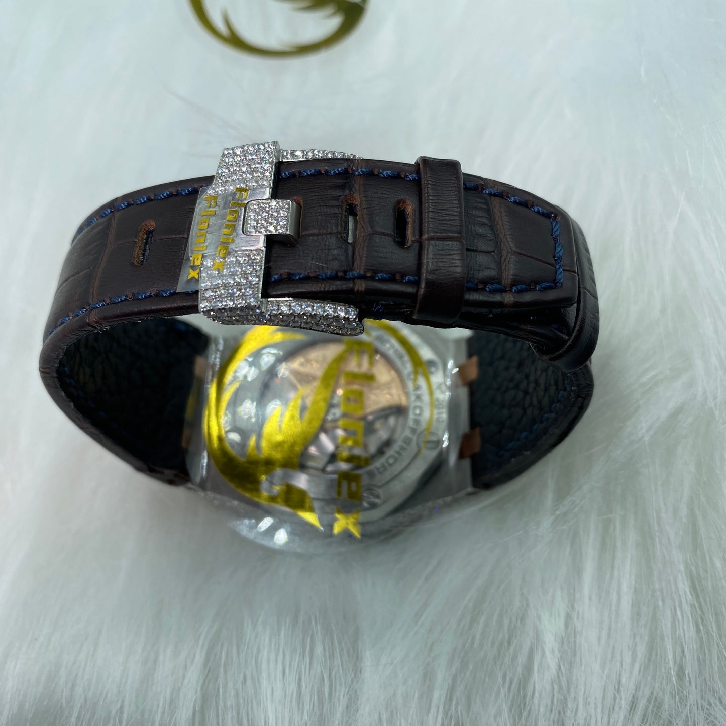 AUDEMARS PIGUET ROYAL OAK MOISSANITE – BLUE DIAL ROSE GOLD WITH LEATHER STRAP