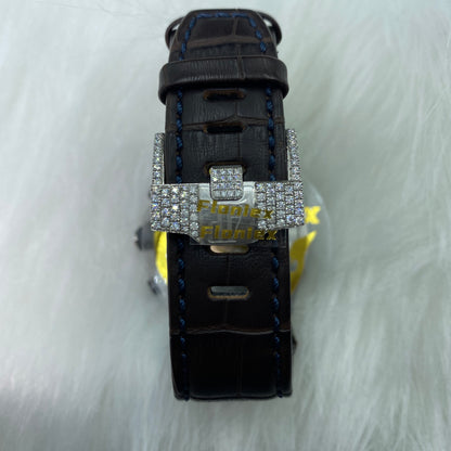 AUDEMARS PIGUET ROYAL OAK MOISSANITE – BLUE DIAL ROSE GOLD WITH LEATHER STRAP