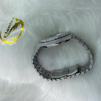 AUDEMARS PIGUET ROYAL OAK MOISSANITE – FULL ICED SKELETON DIAL
