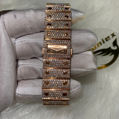 CARTIER SANTOS MOISSANITE WATCH WITH ARABIC DIAL – ROSE GOLD FINISH EDITION