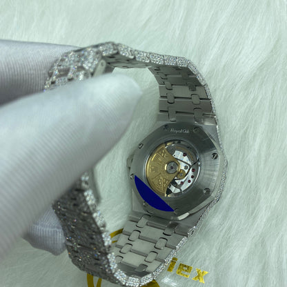 AUDEMARS PIGUET ROYAL OAK MOISSANITE – SILVER DIAL AUTOMATIC FULL ICED