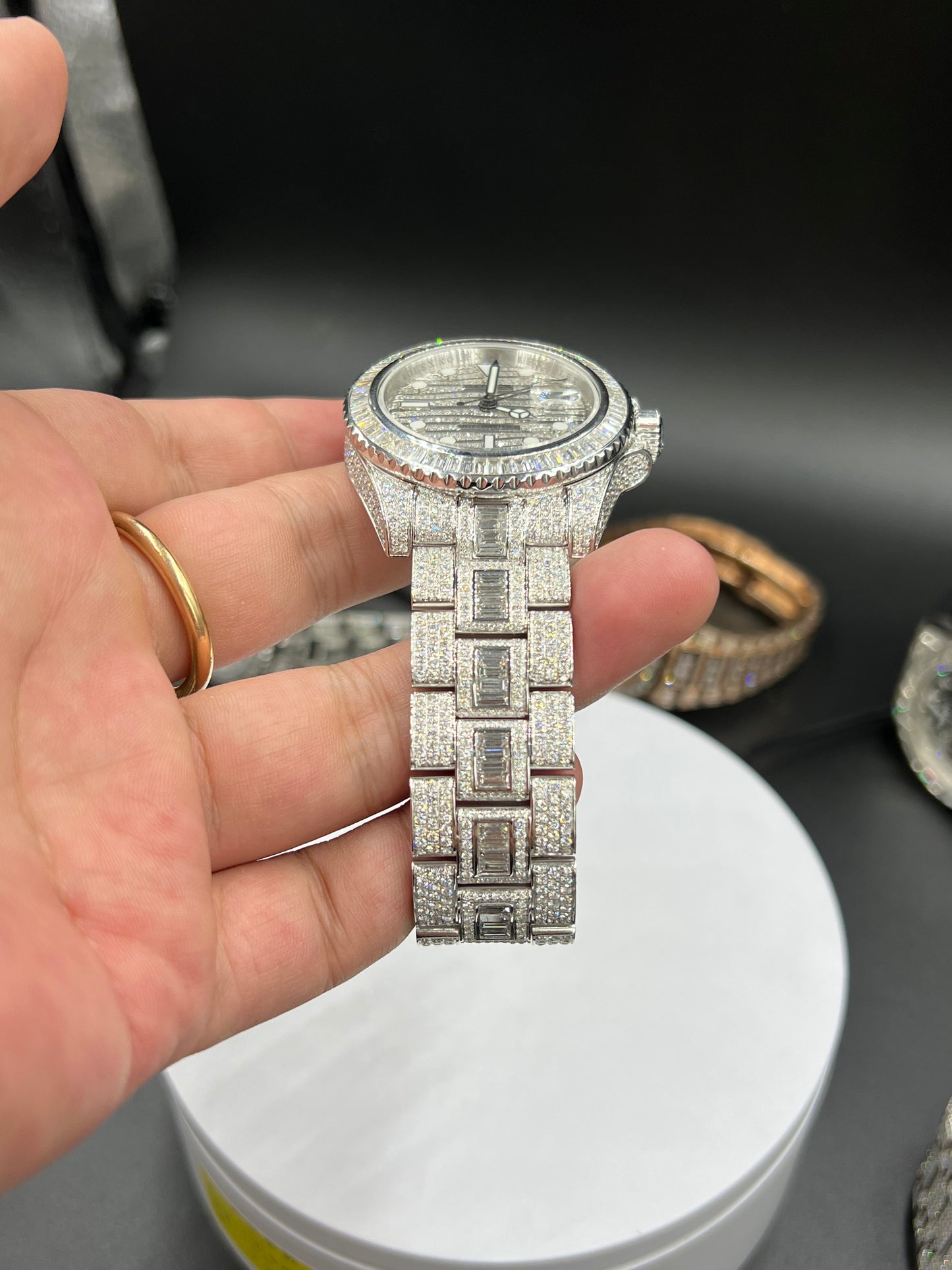 ROLEX GMT-MASTER MOISSANITE WATCH WITH DIAMOND WAVE DIAL – FULL ICED EDITION