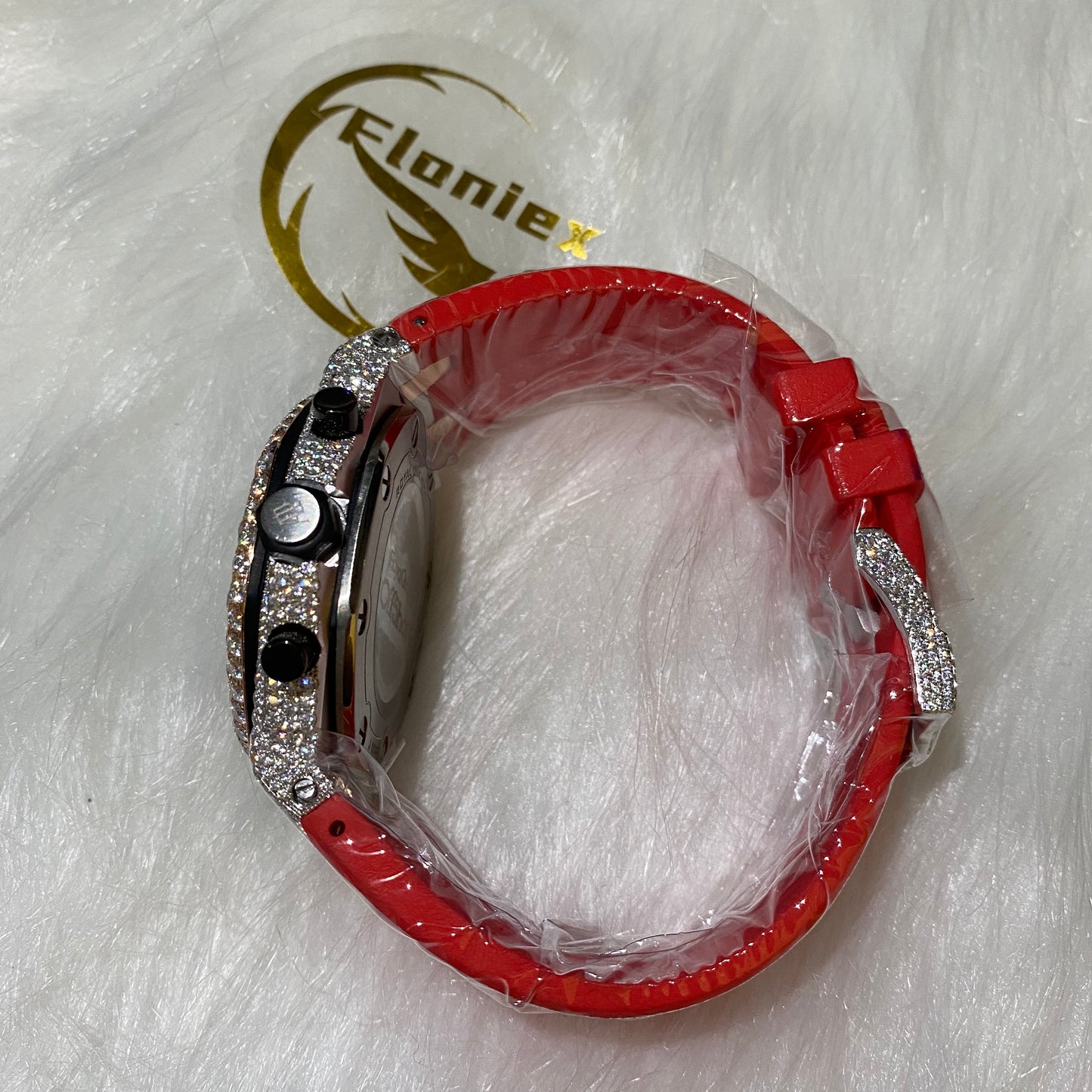AUDEMARS PIGUET ROYAL OAK MOISSANITE – ROSE GOLD RED DIAL WITH RED STRAP