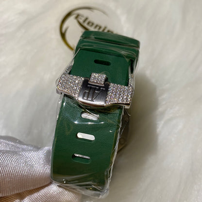 AUDEMARS PIGUET ROYAL OAK MOISSANITE – SILVER DIAL WITH GREEN CAMO STRAP