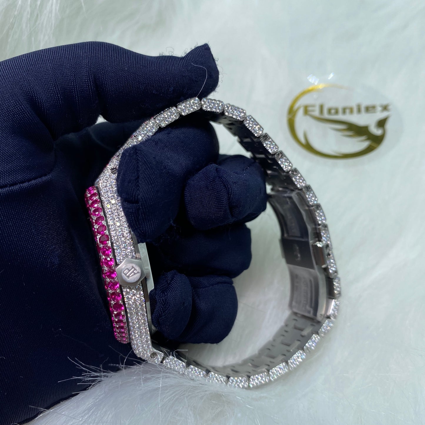 AUDEMARS PIGUET ROYAL OAK MOISSANITE – RUBY BEZEL FULL ICED