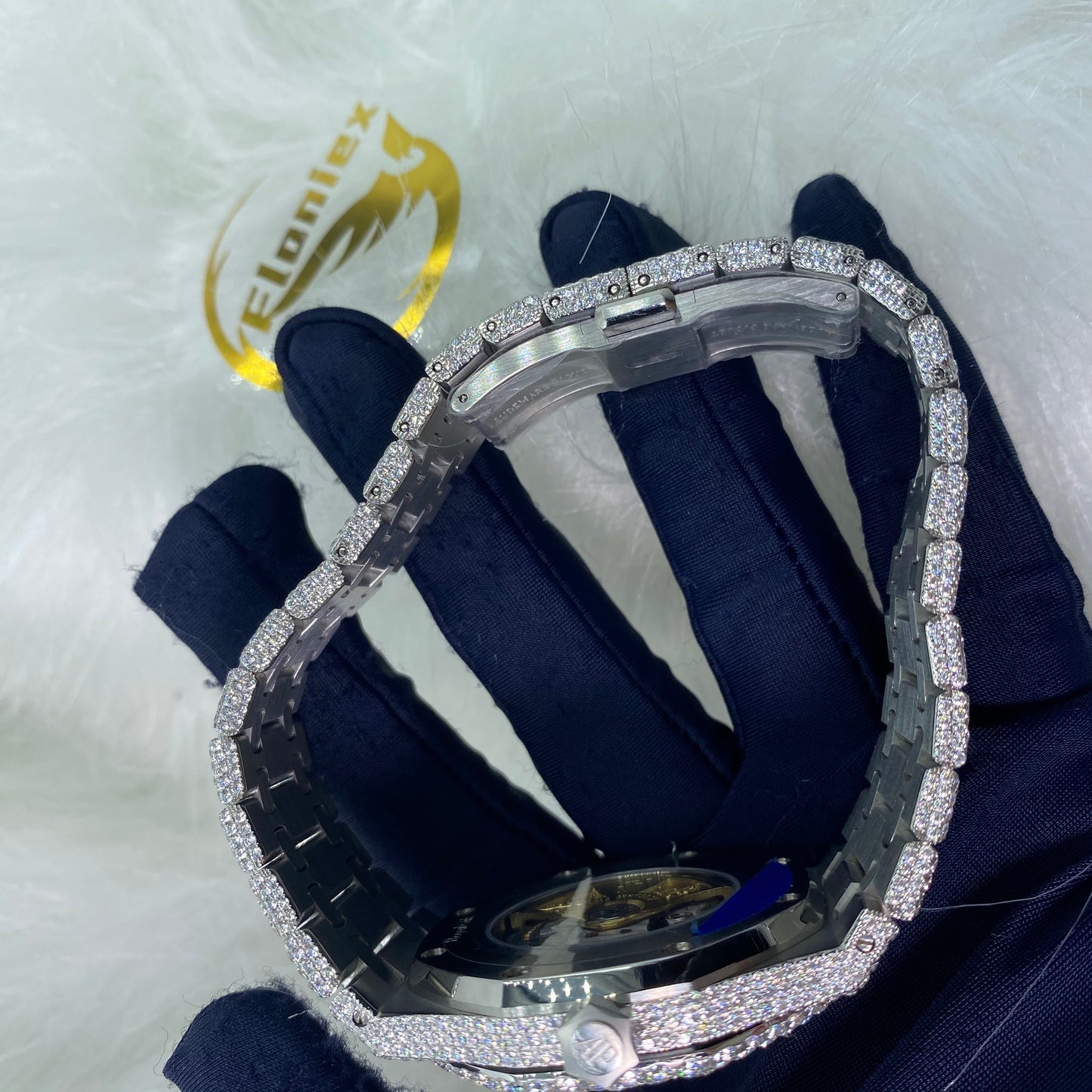 AUDEMARS PIGUET ROYAL OAK MOISSANITE – FULL ICED SKELETON DIAL