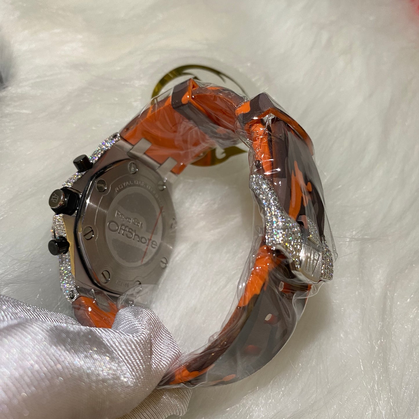 AUDEMARS PIGUET ROYAL OAK MOISSANITE – ORANGE DIAL WITH CAMO STRAP