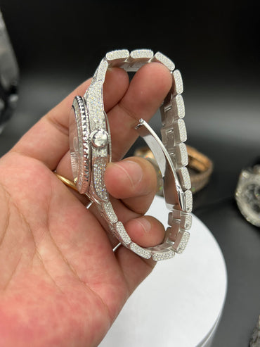 ROLEX GMT-MASTER MOISSANITE WATCH WITH DIAMOND WAVE DIAL – FULL ICED EDITION