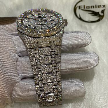 AUDEMARS PIGUET ROYAL OAK MOISSANITE – SILVER DIAL AUTOMATIC FULL ICED