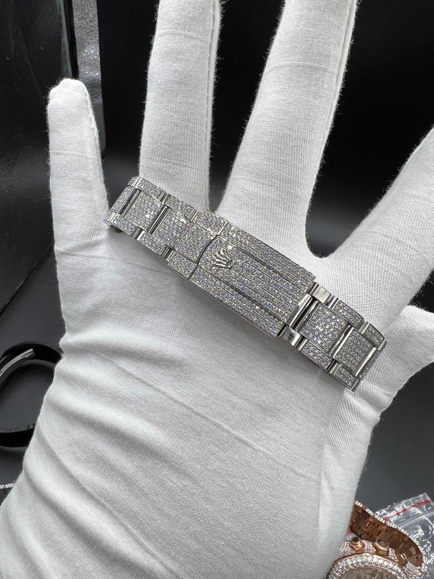 ROLEX DATEJUST MOISSANITE WATCH WITH PINK DIAL – DIAMOND ROMAN NUMERAL EDITION