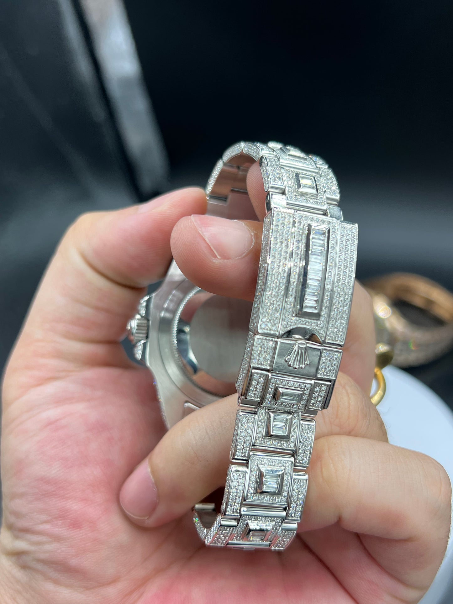 ROLEX GMT-MASTER MOISSANITE WATCH WITH DIAMOND WAVE DIAL – FULL ICED EDITION
