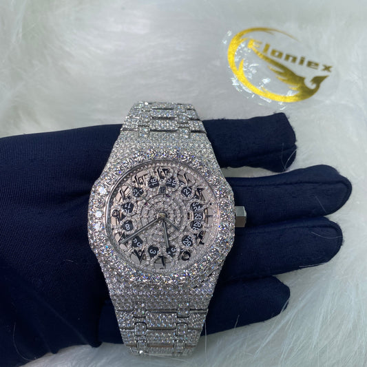 AUDEMARS PIGUET ROYAL OAK MOISSANITE – FULL ICED SKELETON DIAL