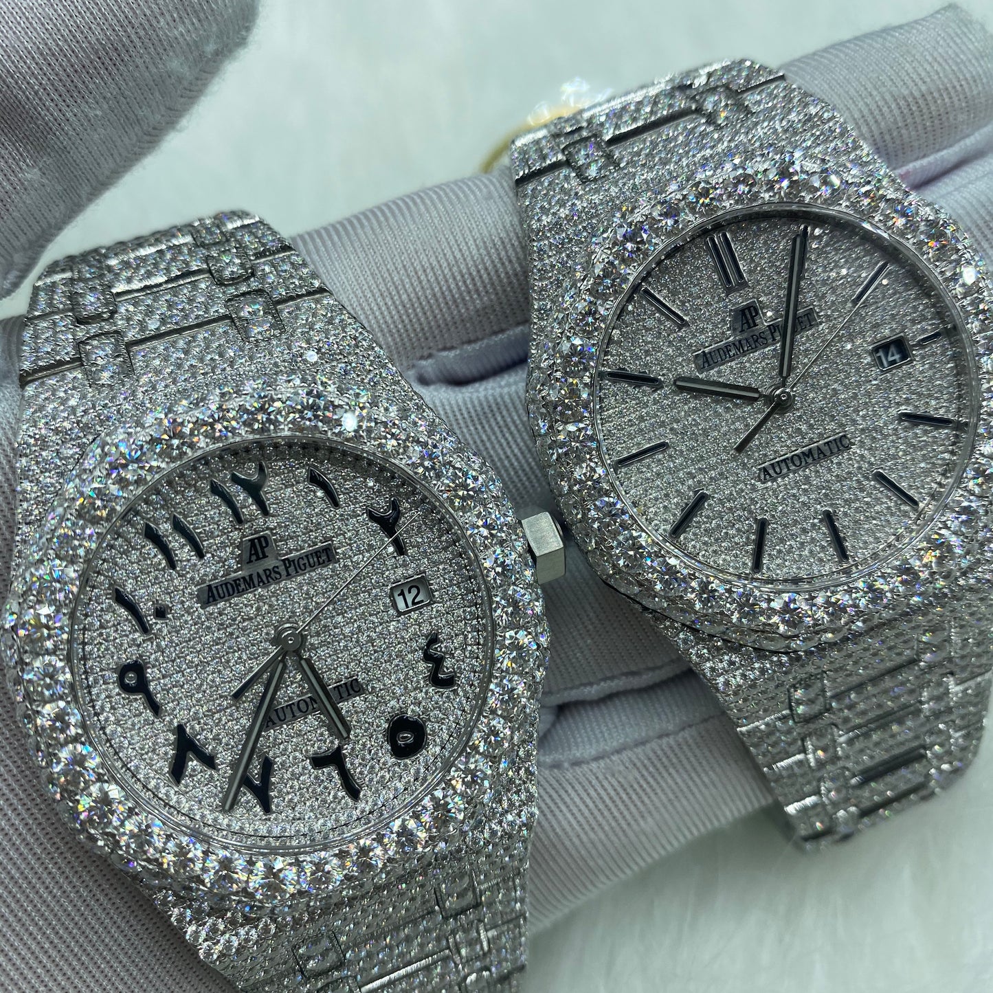 AUDEMARS PIGUET ROYAL OAK MOISSANITE – SILVER DIAL AUTOMATIC FULL ICED