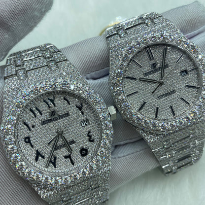 AUDEMARS PIGUET ROYAL OAK MOISSANITE – SILVER DIAL AUTOMATIC FULL ICED