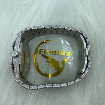 AUDEMARS PIGUET ROYAL OAK MOISSANITE – FULL ICED SILVER SKELETON DIAL EDITION