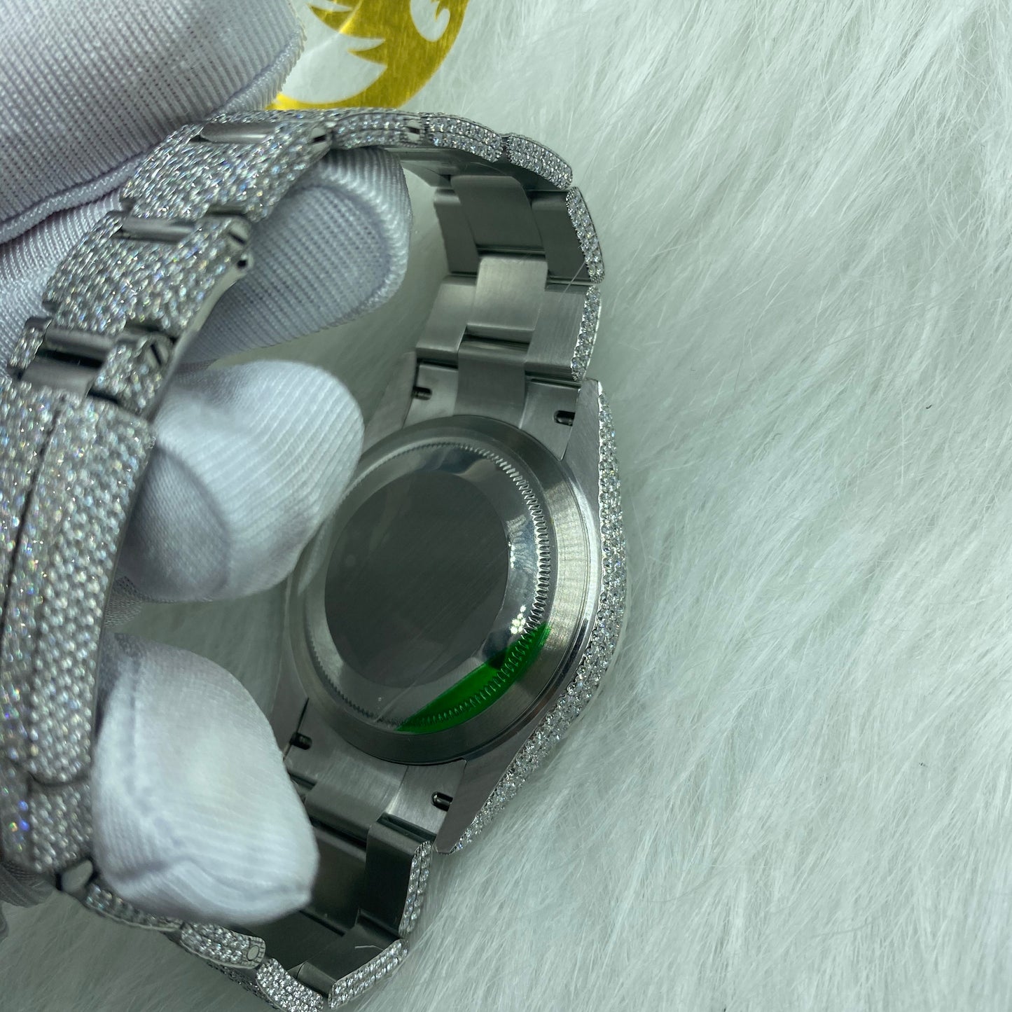 ROLEX DATEJUST MOISSANITE WATCH WITH BLACK ROMAN NUMERAL DIAL – FULL SILVER ICED OUT EDITION
