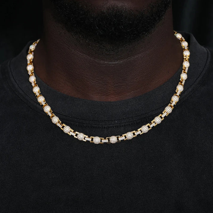 S925 Iced Moissanite Beaded Ball Link Bracelet or Necklace - 7mm