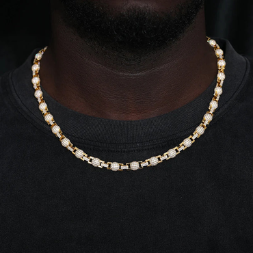 S925 Iced Moissanite Beaded Ball Link Bracelet or Necklace - 7mm