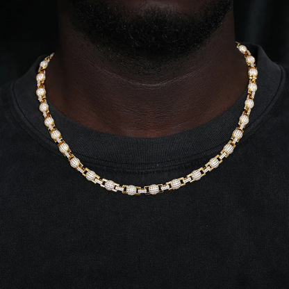 S925 Iced Moissanite Beaded Ball Link Bracelet or Necklace - 7mm