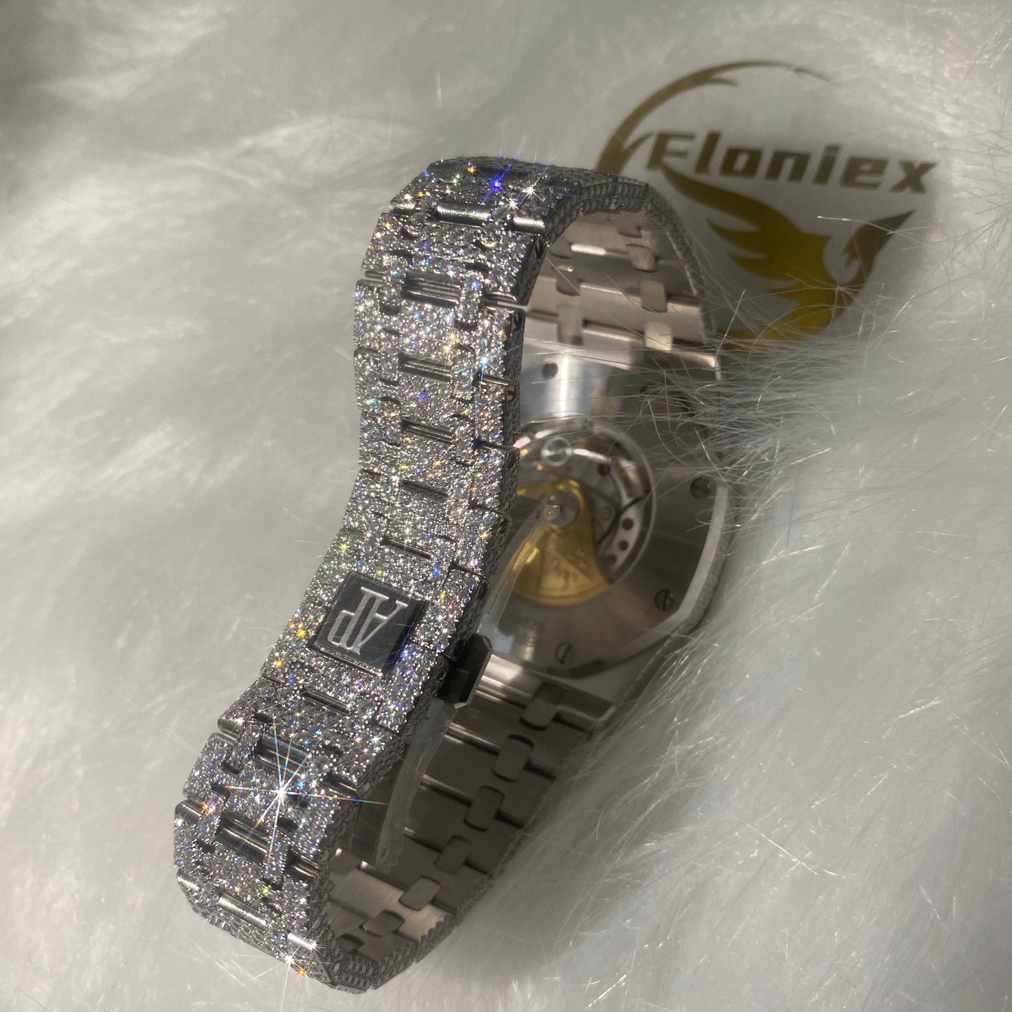 AUDEMARS PIGUET ROYAL OAK MOISSANITE – BLUE ARABIC DIAL FULL ICED