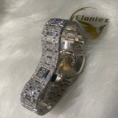AUDEMARS PIGUET ROYAL OAK MOISSANITE – BLUE ARABIC DIAL FULL ICED