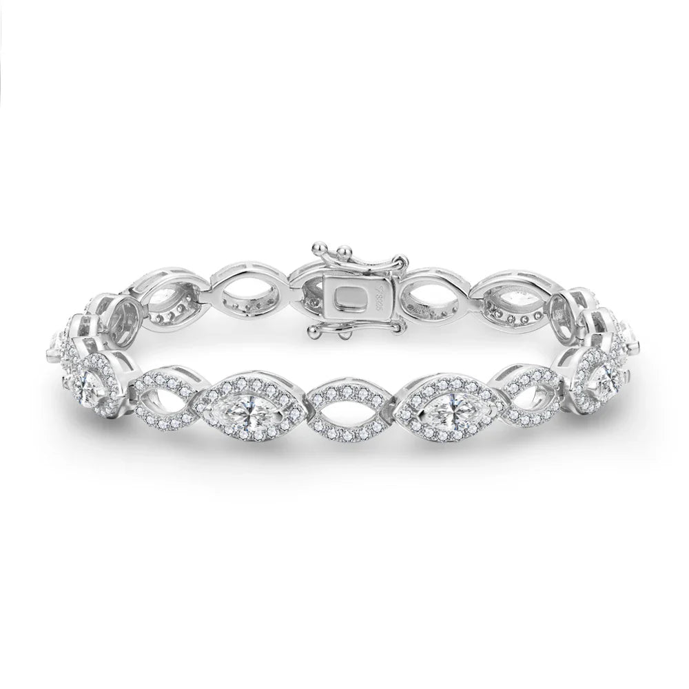 S925 Pear Cut 6.2 Carat Moissanite Link Bracelet