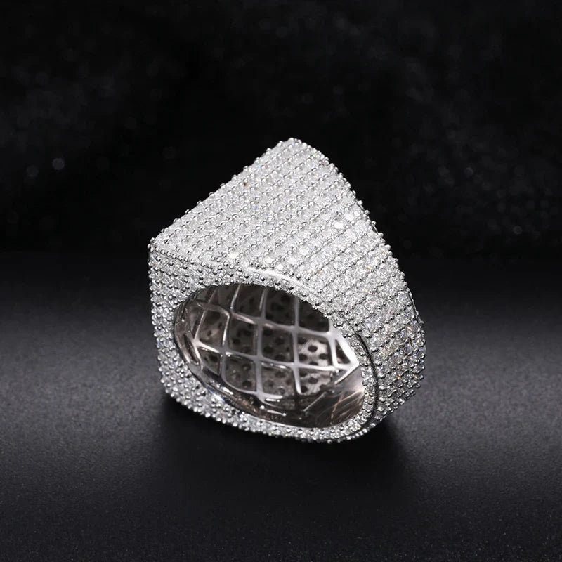 S925 Fully Moissanite Micro Pave Square Ring