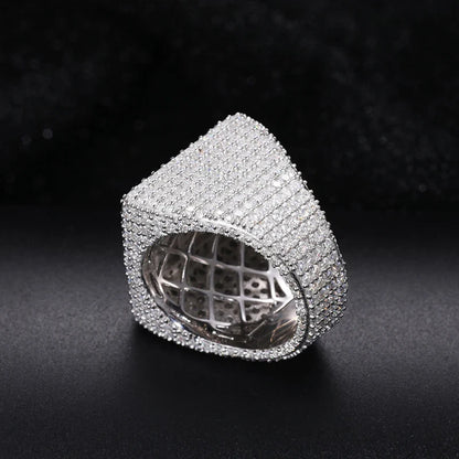 S925 Fully Moissanite Micro Pave Square Ring