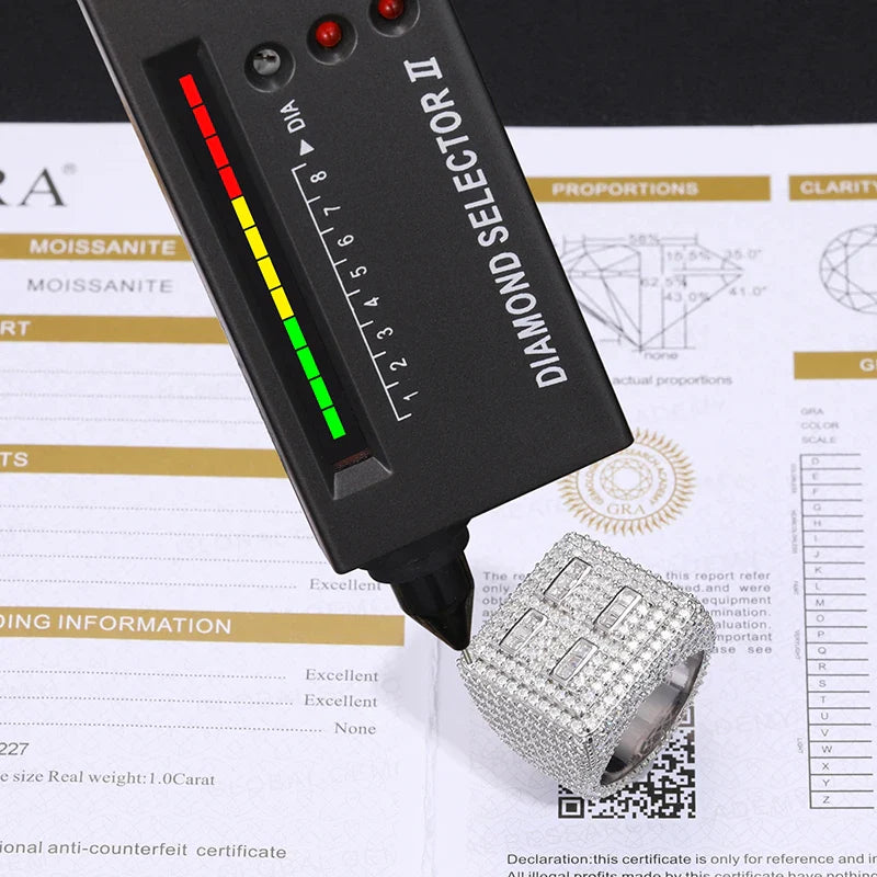 S925 Fully Moissanite Micro Pave Square Ring