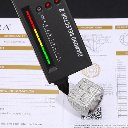 S925 Fully Moissanite Micro Pave Square Ring