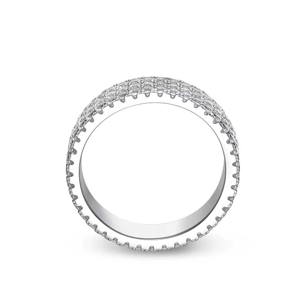 S925 Fully Moissanite 3 Rows Eternity Ring - White Gold