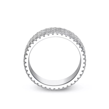 S925 Fully Moissanite 3 Rows Eternity Ring - White Gold