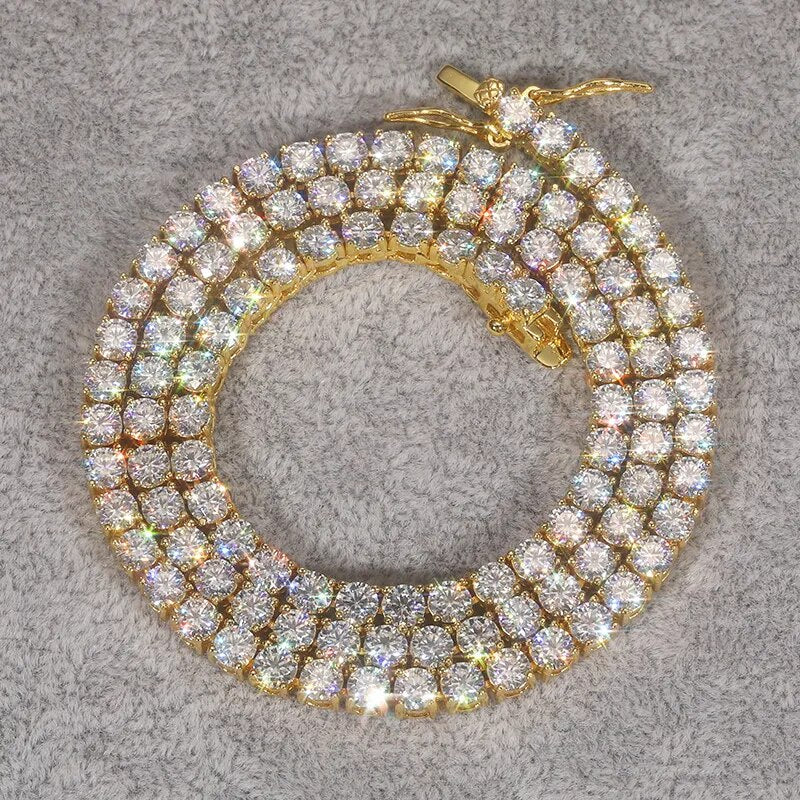 3-5MM S925 Moissanite Tennis Necklace in Gold/White Gold