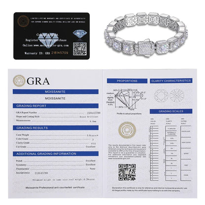 S925 Moissanite Clustered Tennis Bracelet - 5/6.5/8mm