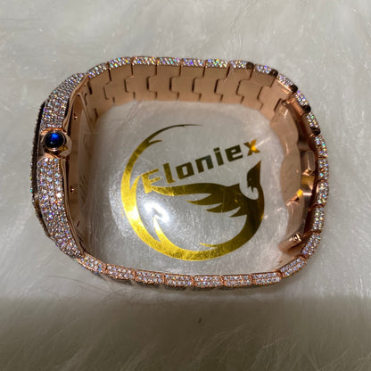 CARTIER SANTOS MOISSANITE WATCH WITH ARABIC DIAL – ROSE GOLD FINISH EDITION