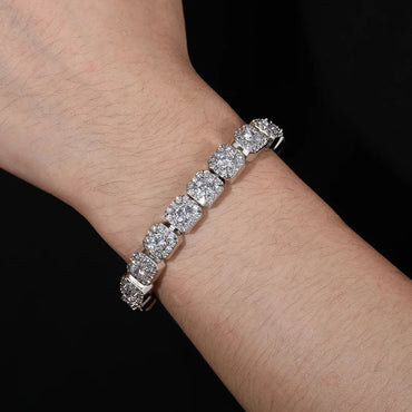 S925 Moissanite Clustered Tennis Bracelet - 5/6.5/8mm