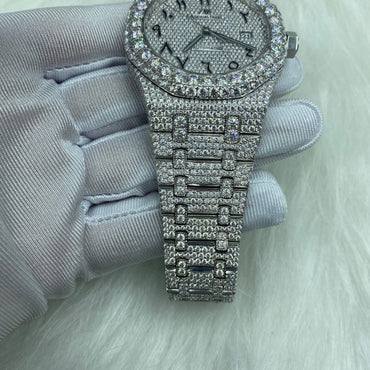 AUDEMARS PIGUET ROYAL OAK MOISSANITE – ARABIC DIAL SILVER FULL ICED