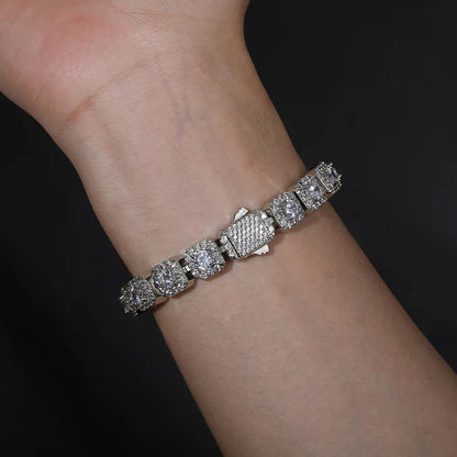 S925 Moissanite Clustered Tennis Bracelet - 5/6.5/8mm