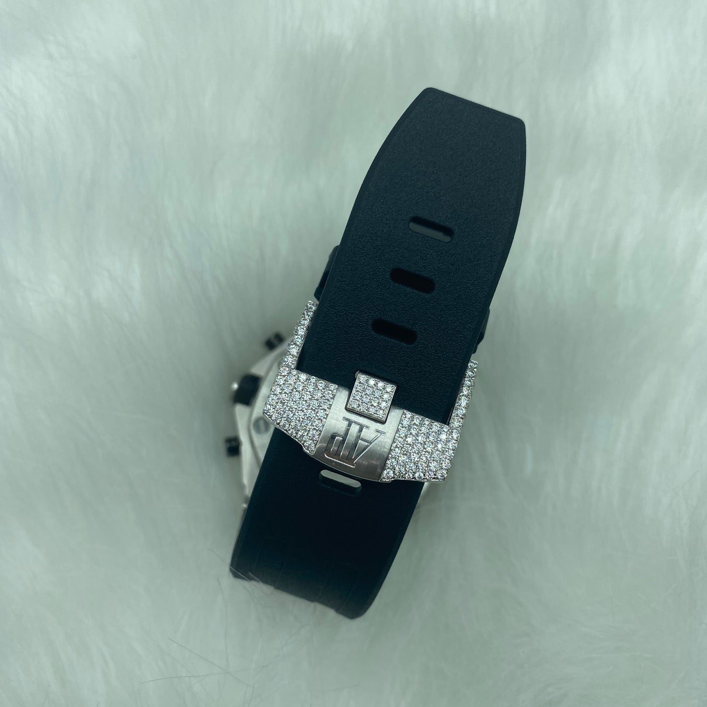 AUDEMARS PIGUET ROYAL OAK MOISSANITE – ROSE GOLD ARABIC DIAL WITH BLACK STRAP