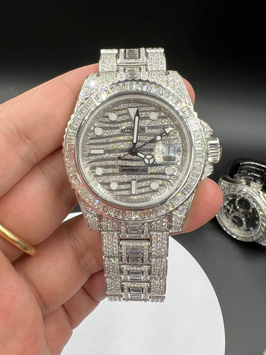 ROLEX GMT-MASTER MOISSANITE WATCH WITH DIAMOND WAVE DIAL – FULL ICED EDITION