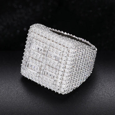 S925 Fully Moissanite Micro Pave Square Ring