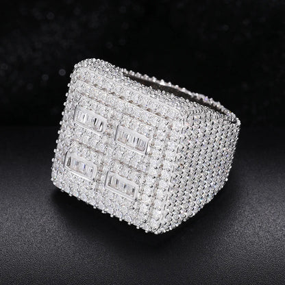 S925 Fully Moissanite Micro Pave Square Ring