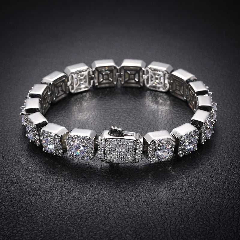 S925 Moissanite Clustered Tennis Bracelet - 5/6.5/8mm