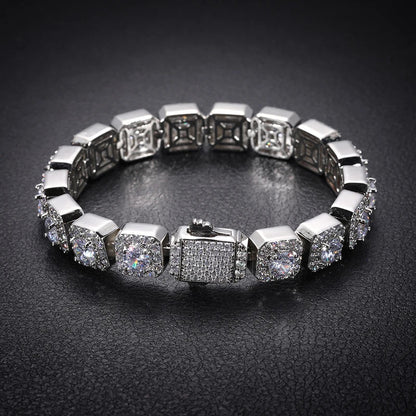 S925 Moissanite Clustered Tennis Bracelet - 5/6.5/8mm