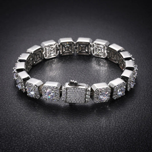 S925 Moissanite Clustered Tennis Bracelet - 5/6.5/8mm