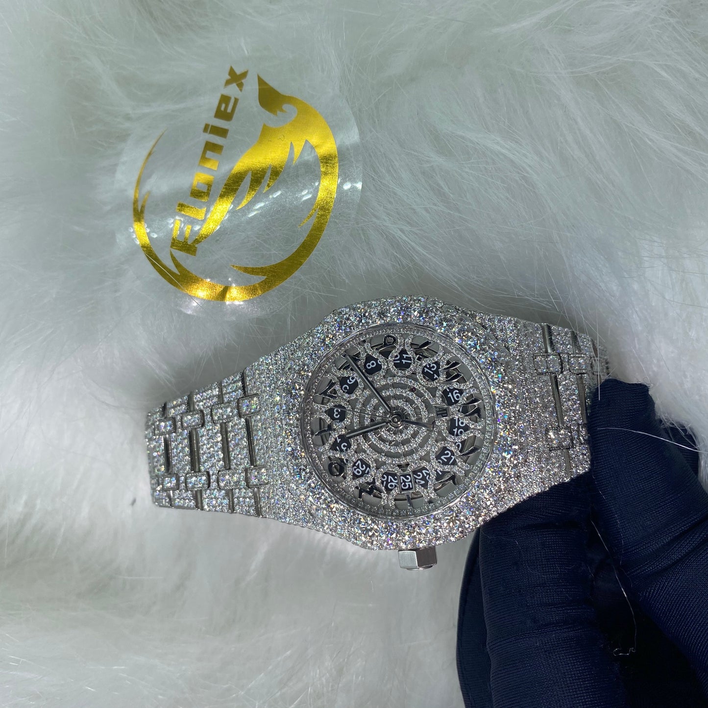 AUDEMARS PIGUET ROYAL OAK MOISSANITE – FULL ICED SKELETON DIAL