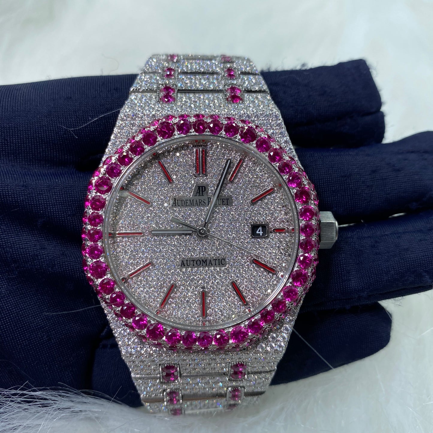 AUDEMARS PIGUET ROYAL OAK MOISSANITE – RUBY BEZEL FULL ICED