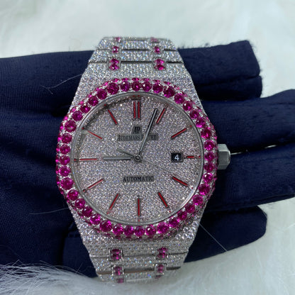 AUDEMARS PIGUET ROYAL OAK MOISSANITE – RUBY BEZEL FULL ICED