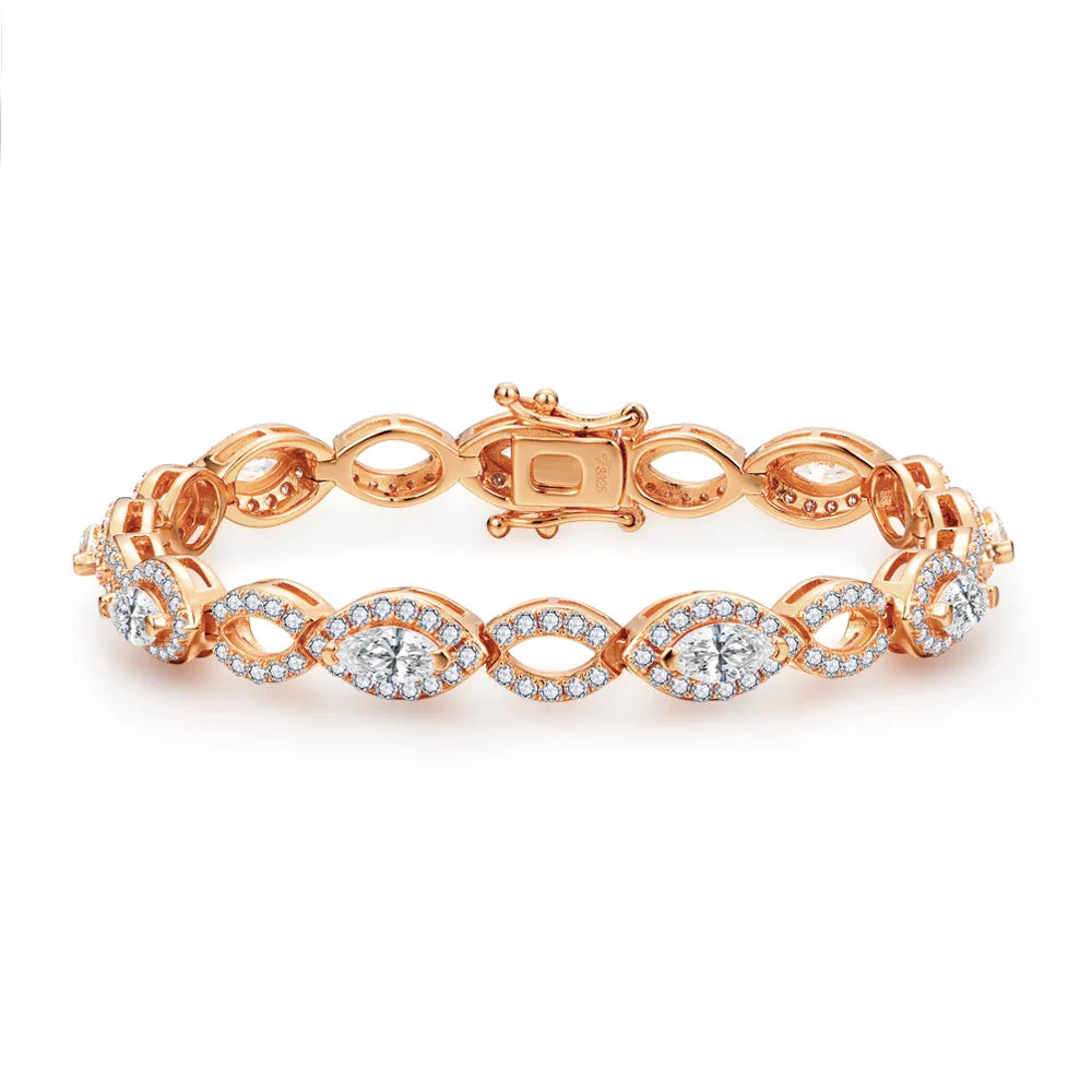 S925 Pear Cut 6.2 Carat Moissanite Link Bracelet